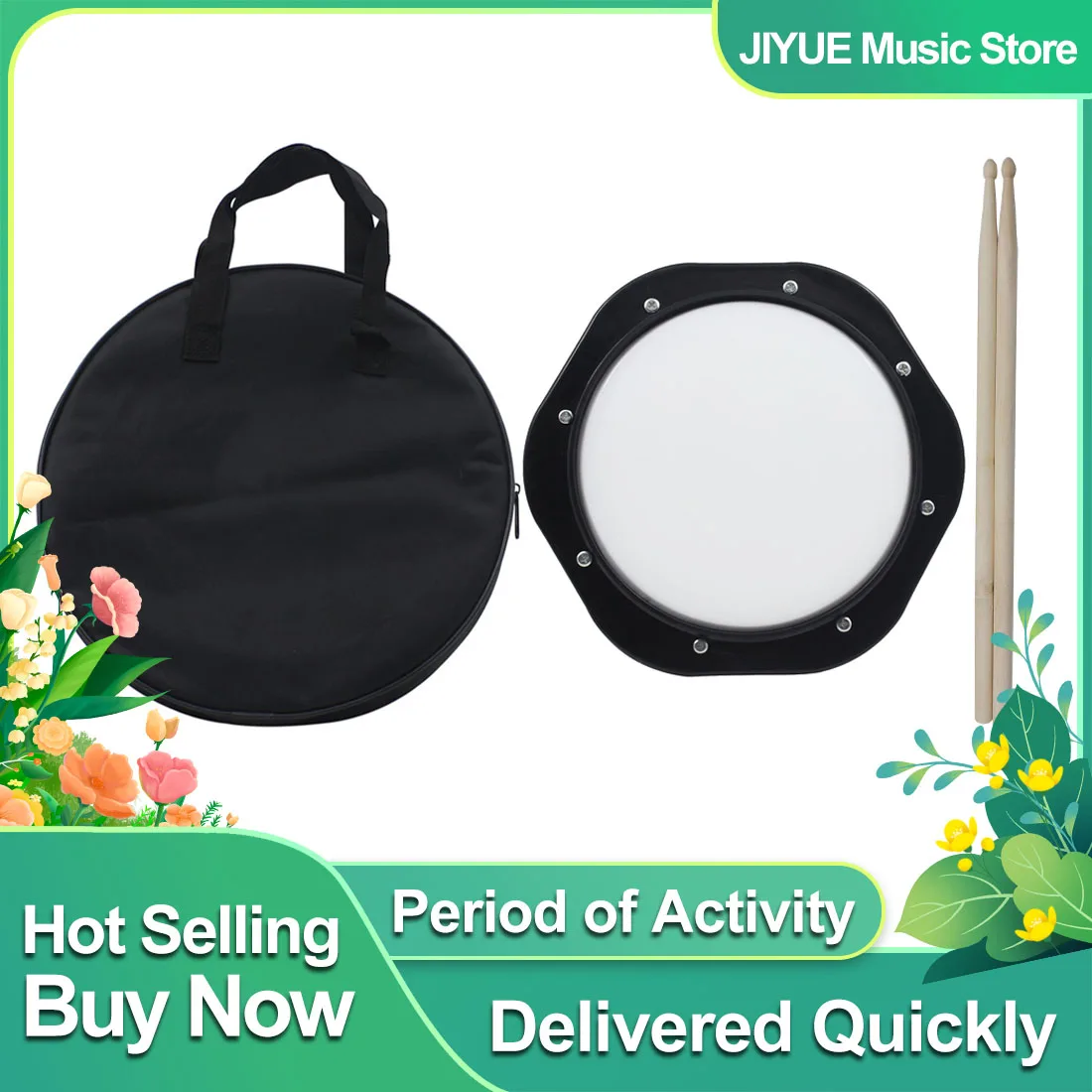 10-Zoll-Dummy-Drum-Kits Mute Practice Drums Jazz Beginning Drum Practice Pad Percussion Instrument mit Drums Pad Bag Drumstick Image