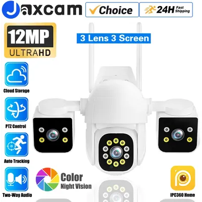 6K 12MP WiFi Outdoor 3 Objektiv 3 Bildschirme Kamera Ai Motion Tracking PTZ 4K Video Kamera Sicherheit überwachung Kamera IPC360 Hause