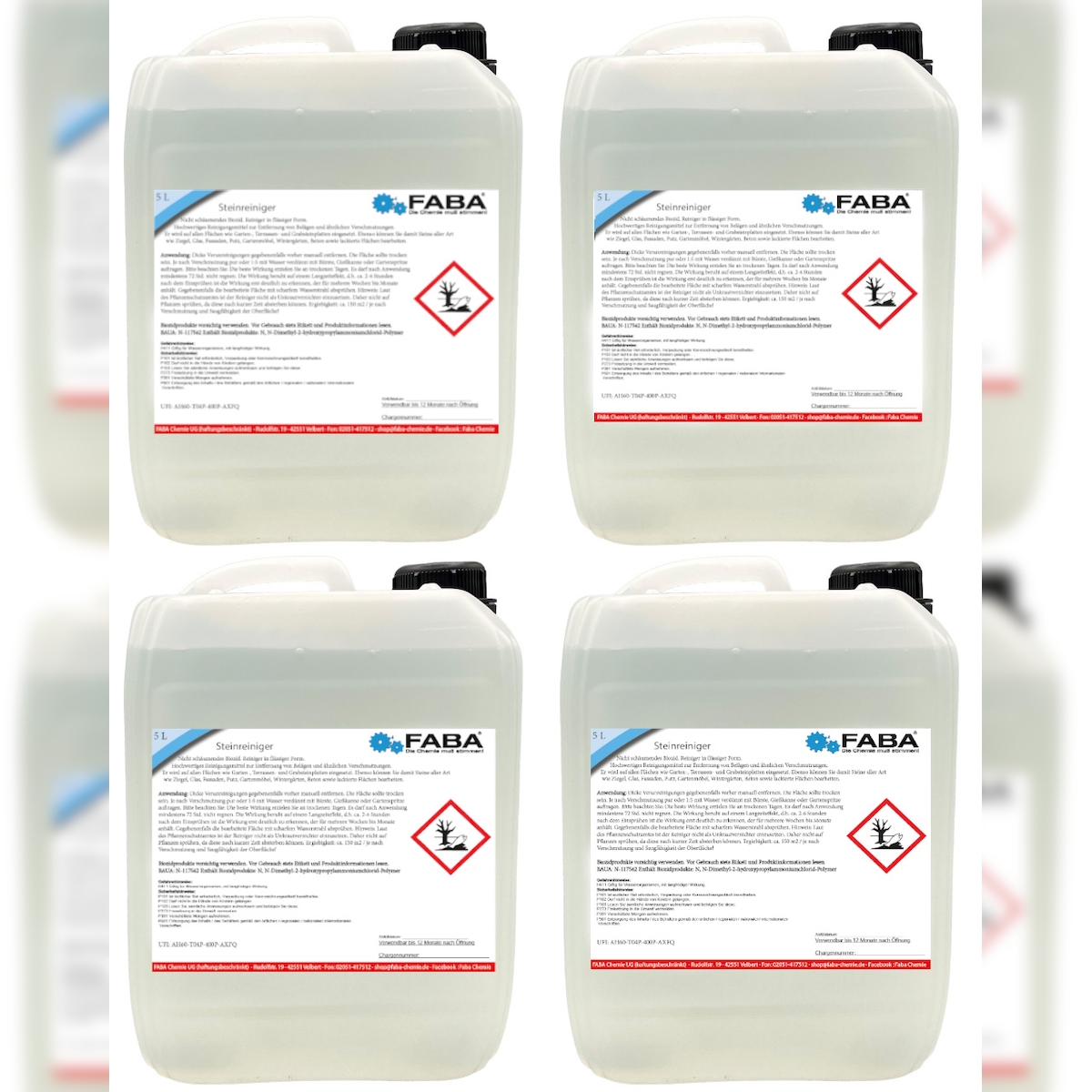 FABA Steinreiniger Konzentrat Wegreiniger für Terrasse und Pflaster 4 x 5 L Image