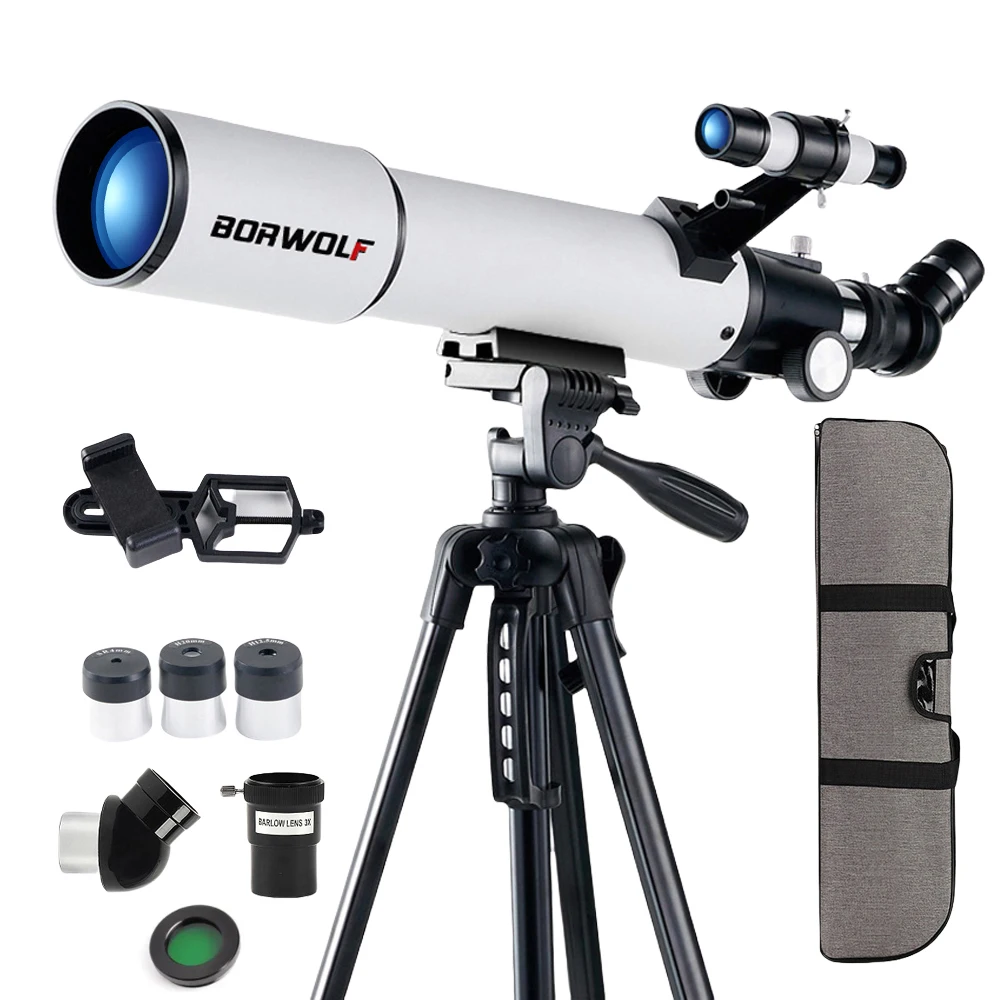 BORWOLF 70500 Professionelles astronomisches Teleskop für den Weltraum, Monokular, 70 mm Objektiv, leistungsstarke Nachtsicht für Stern und Mond Image