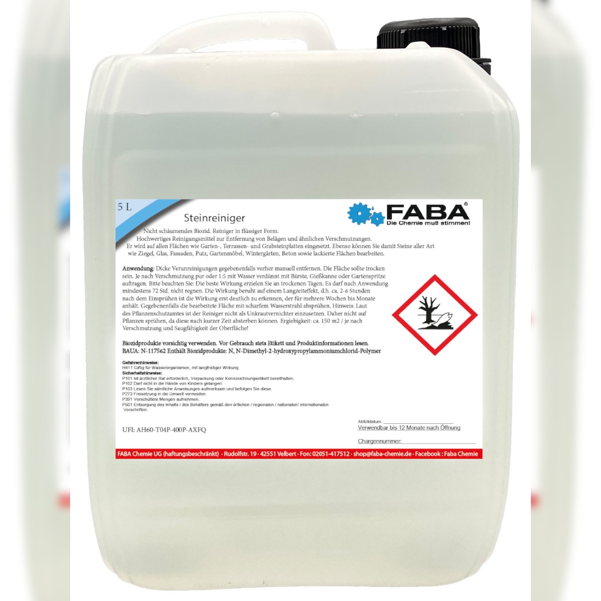 FABA Steinreiniger Konzentrat Wegreiniger für Terrasse und Pflaster 5 L Image
