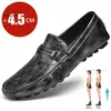 Lift Männer Müßiggänger Flache/4,5 cm Aufzug Schuhe Männer Turnschuhe Schwarz Grau Weiche PU Leder