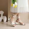 ASILETO 2025 Damen-Schuhe, Sandalen, Peep-Toe, Knöchelriemen, Blockabsätze, modisch, große Größe,