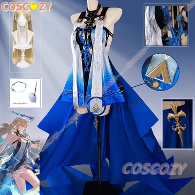Wuthering Waves Cartethyia Fleurdelys Cosplay Kostüm Zubehör Halo Horn Requisiten Perücke Spiel Anime Event Frauen Halloween Con Kleid Image