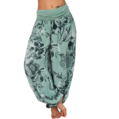 Damen Stoffhosen Hosen Hose Mode Boho Volle Länge Natürliche Taille Blumen Druck Bequem Außenbereich Outdoor Urlaub Ferien Magenta Saphir Marineblau Hellhimmelblau Sommer Normale Passform Image