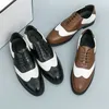 Italienische Marke Herren Blockschuhe Hochwertiges Leder Business Casual Schuhe Herren Retro Braun