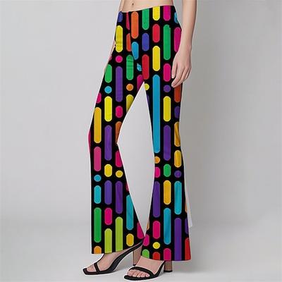 Retro Vintage 1970er Groovy Schlaghosen Schlag-Leggings Hippie Disco Hohe Taille Geometrisch Psychedelisch Damen Halloween Karneval Urlaub Musikfestival Festival Erwachsene Hose Image