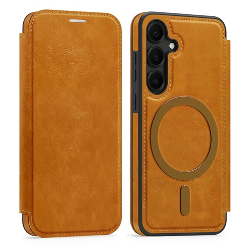 Handy Hülle Handyhüllen Für Samsung Galaxy S25 S25 Edge S24 S24 FE S23 Ultra Plus S22 Magnetische Adsorption Flip-Cover Unterstützt kabelloses Laden Kartenfach Stoßfest TPU PC PU-Leder Image