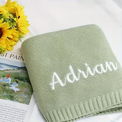 TEMU Custom Embroidered Name Throw Blanket - Personalized Polyester Cozy & Soft, Use, Ideal For Home , Hand Wash Only, Personalized Gift Blanket | Elegant Script Design | Soft Texture, Blankets For Image