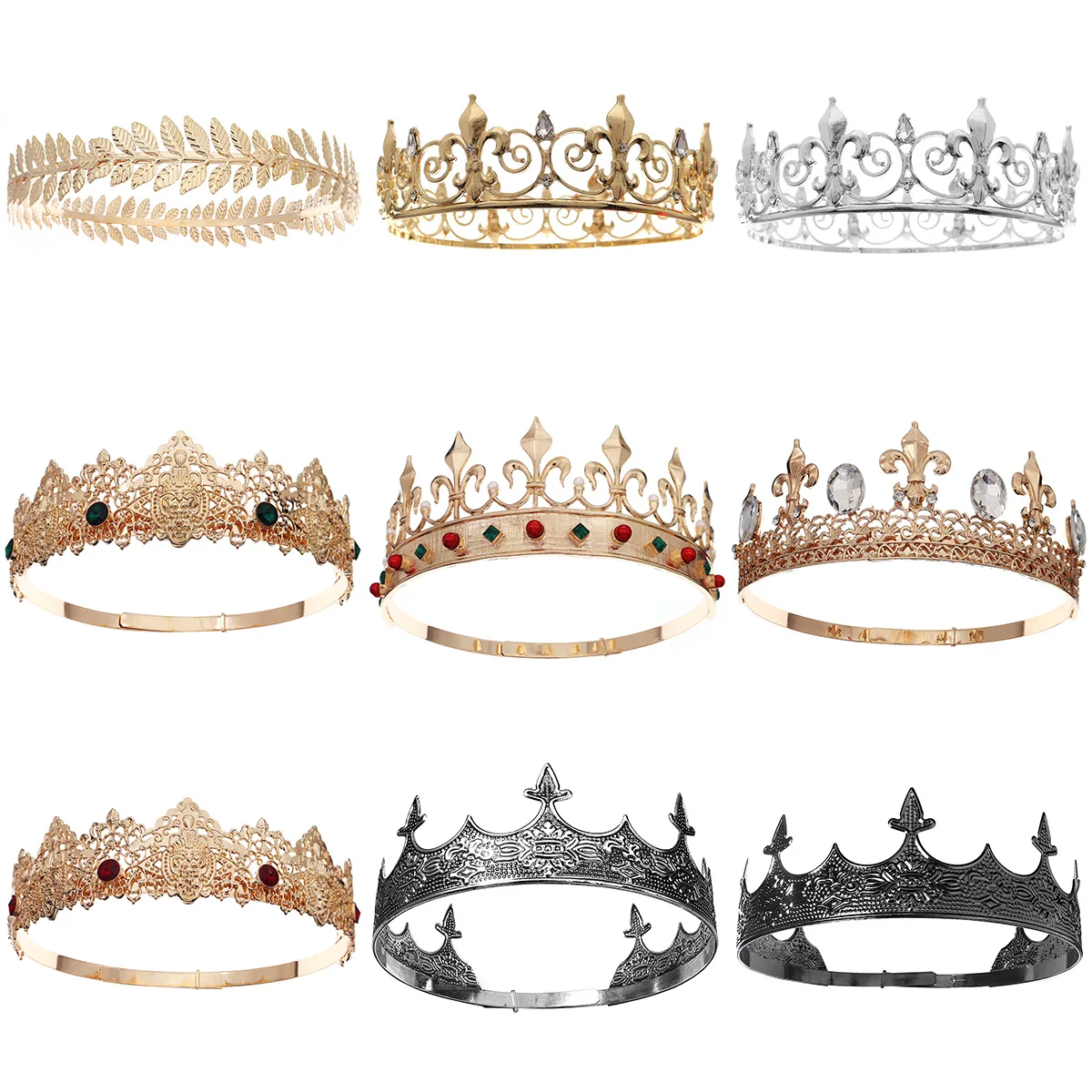 Mode Legierung Luxus Strass männer Krone Vintage Stil Exquisite Kopfschmuck Haar Zubehör Festliche Hochzeit Tiara Image