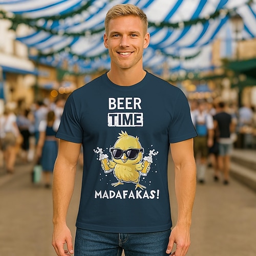 T-Shirt Grafikdrucke Bayerisch Streetstyle T-Shirt Ärmel Grafik für Herren Erwachsene Heißprägen für Oktoberfestbier Alltagstauglich Image