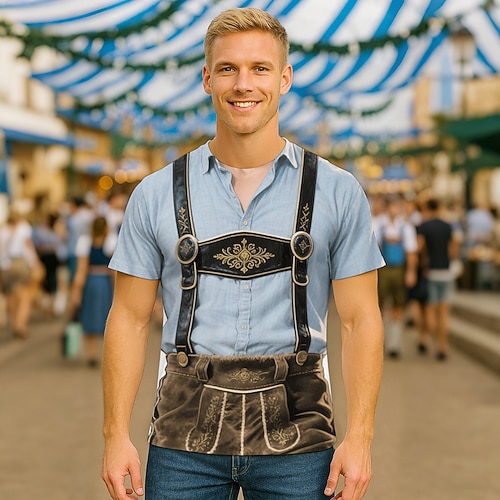 T-Shirt Bayerisch München Deutsch Lustig T-Shirt Ärmel Grafik für Herren Erwachsene 3D-Druck für Karneval Oktoberfestbier Party Image
