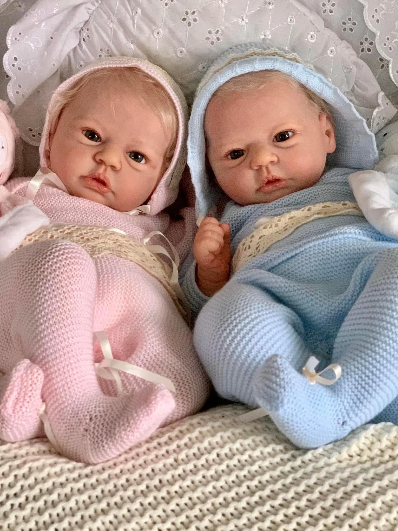 evi 18 Zoll Silikon-Reborn-Puppe Zwillinge mit handgewurzelten Haaren Neugeborene Babypuppe Mädchen bereits bemalte Adern Mu soias Bebe Reborn Toy