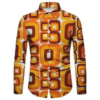Retro Vintage 1970er Hemd Disco Geometrisch Psychedelisch Herren Halloween Karneval Musikfestival Pride Parade Erwachsene Hemd Image