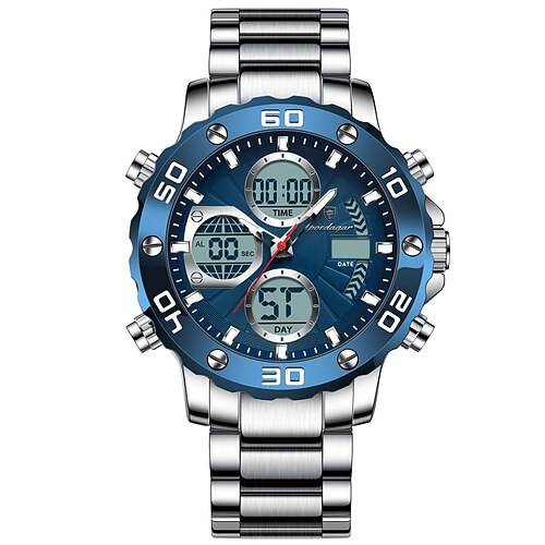 Sport-Armbanduhr Geschenk für Männer LED-Wecker Dual Time Display Digitale Quarz Männer Uhr Elektronische wasserdichte Männeruhren Image