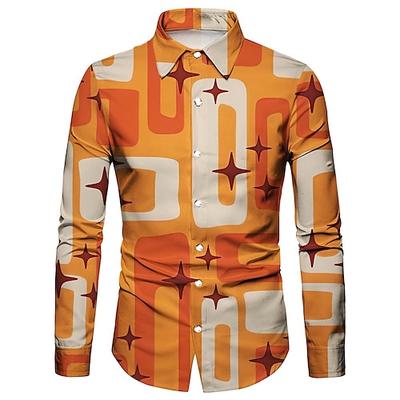 Retro Vintage 1970er Hemd Disco Geometrisch Psychedelisch Herren Halloween Karneval Musikfestival Pride Parade Erwachsene Hemd Image