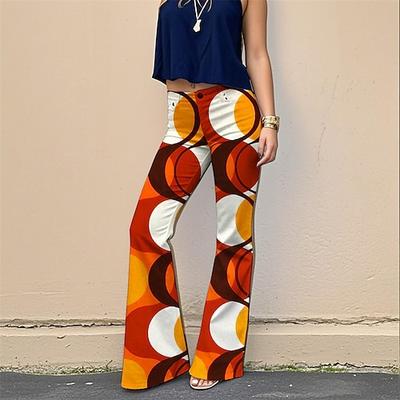 Retro Vintage 1970er Groovy Schlaghosen Schlag-Leggings Hippie Disco Hohe Taille Geometrisch Psychedelisch Damen Halloween Karneval Urlaub Musikfestival Festival Erwachsene Hose Image