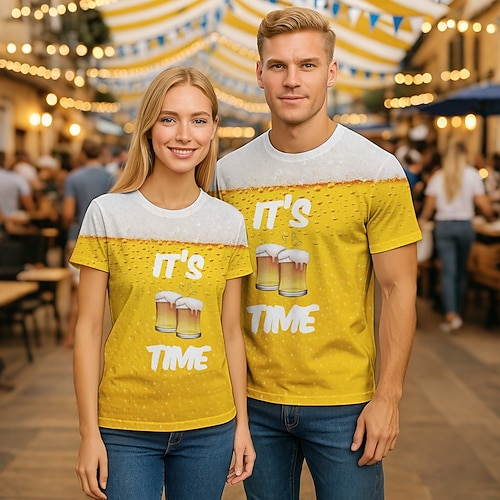 T-Shirt Bayerisch München Bayerisch Streetstyle T-Shirt Ärmel Grafik für Paar Herren Damen Erwachsene 3D-Druck für Oktoberfestbier Alltagstauglich Image
