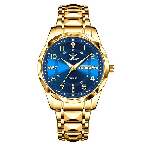 eine neue digitale, rautenförmige Zifferblatt elegante Herren-Quarzuhr - IPX7 wasserdicht Bewertung leuchtende Datums- und Tagesanzeige Legierungsarmband - modisch und trendig vielseitig für Image