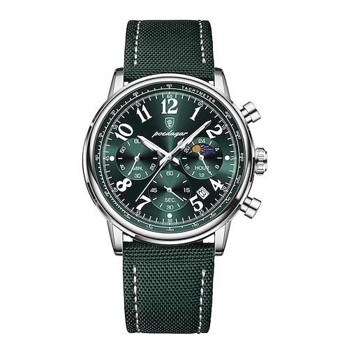 Sportuhr für Mann wasserdicht leuchtend Chronograph Datum Herrenuhren Quarz Nylon Leder Herrenuhr
