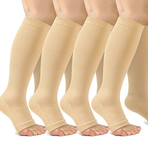 4 Paar Kompressionsstrümpfe ohne Zehen, 15–20 mmHg, Neuropathie-Socken, Ballenzehen-Socken, Kompressionsstrümpfe mit offenen Zehen für Männer und Frauen, geeignet zum Laufen, für Krankenpflege, Reisen, Radfahren und Sport Image