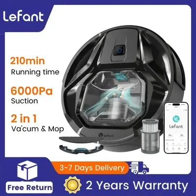 Lefant M320 Robot Vacuum Cleaner with Mop, 6000Pa Powerful Suction, Visible Dustbin, Carpet Detection, Alexa Voice Control