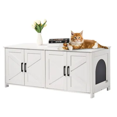 VEVOR Cat Litter Box Enclosure for 2 Cats Litter Box Furniture Hidden Wooden Cat Box Cabinet Fit