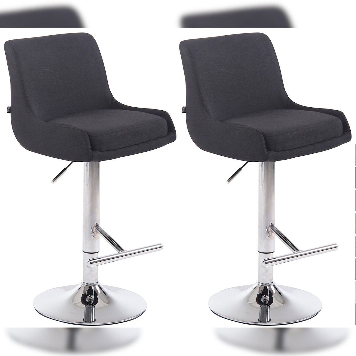 CLP 2er Set Barhocker Club Stoff schwarz/chrom Image