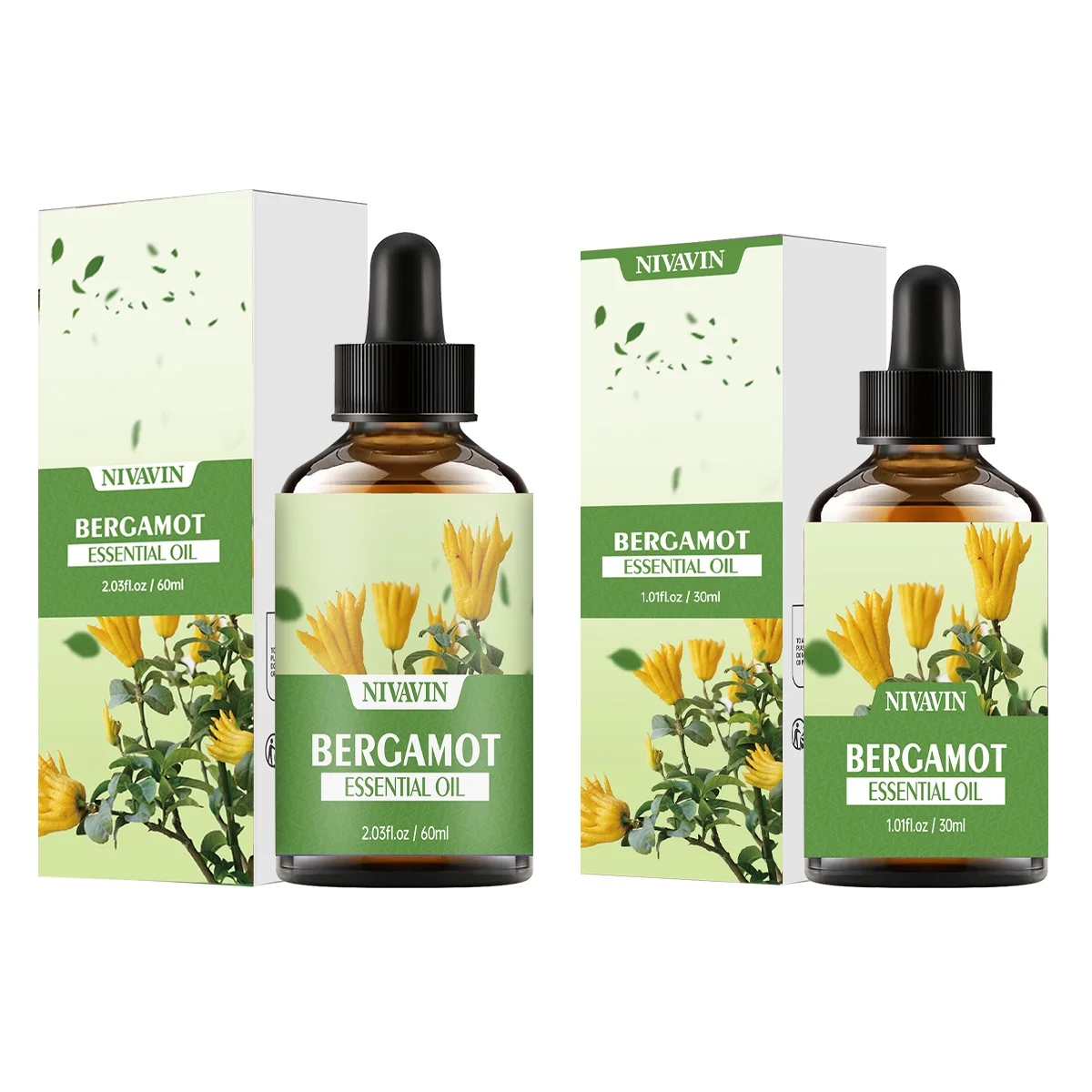 NIVAVIN 30 ml/60 ml extrait de plante de bergamote huile essentielle de soin de la peau du visage, parfum riche et durable, soin du corps hydratant