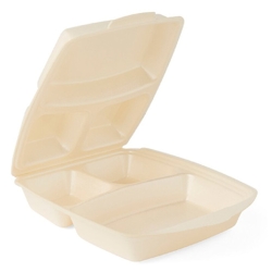 200 Dinnerbox / Menübox IP4 XPS 285 x 220 x 75 mm beige – 3-geteilt, laminiert Image