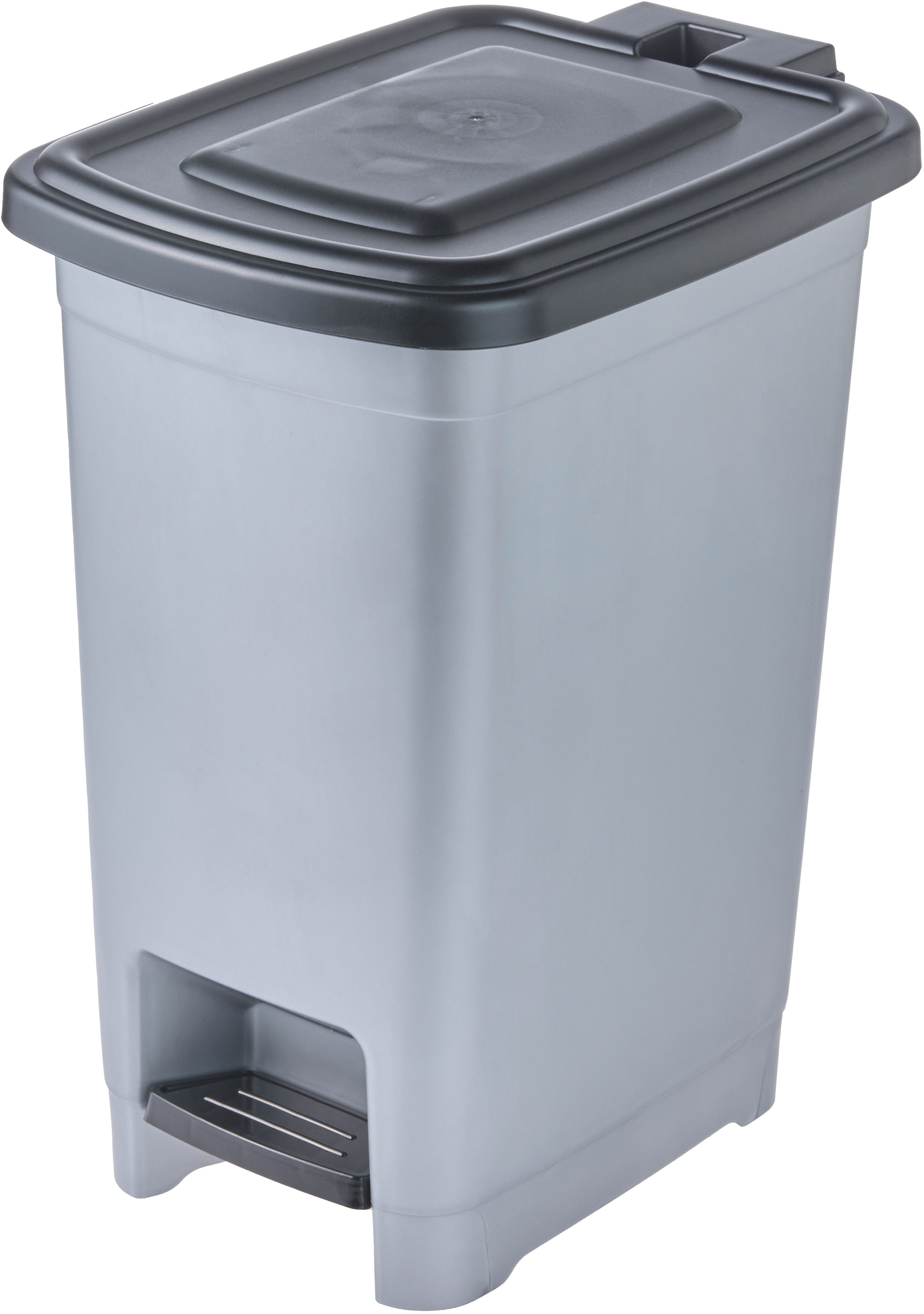 Mülleimer KEEEPER "olaf", silber (light silber), B:28cm H:35cm T:21cm, Kunststoff, Mülleimer, Mülleimer, leicht zu reinigen, komfortables Öffnen und Schließen mit Tretpedal