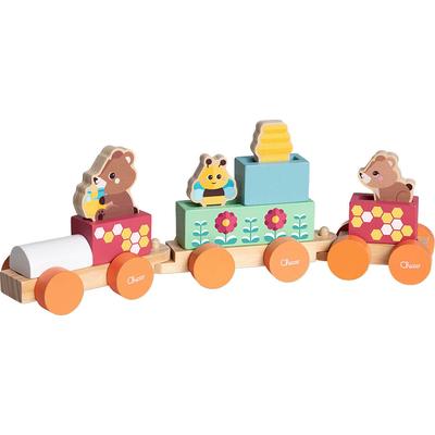 Spielzeug-Zug CHICCO "My Wood Friends - Teddys Zug", bunt, Spielzeugfahrzeuge, KinderB:6,8cm H:7cm T:38cm, Holz, B:6,8cm H:7cm T:38cm