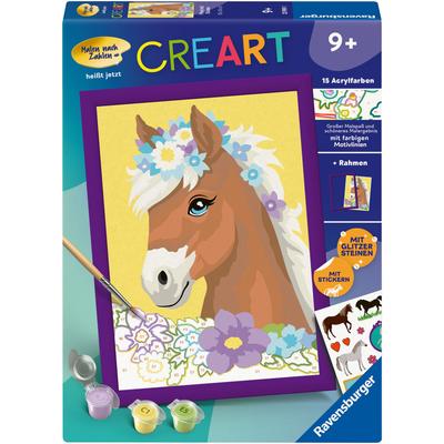 Malen nach Zahlen RAVENSBURGER "CreArt, Pferd mit Blumen", bunt, Malvorlagen, KinderB:18cm H:24cm, Made in Europe, B:18cm H:24cm Image