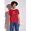 T-Shirt STREET ONE, Damen, Gr. 42, rot (glory rot), Stoff, 80% Polyester, 20% Viskose, bedruckt, casual, normal normal, Rundhals, Kurzarm Bündchen, Shirts, im angenehmen Materialmix