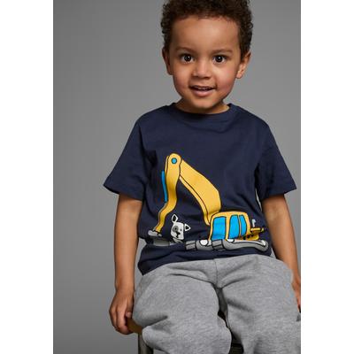 T-Shirt KIDSWORLD, Jungen, Gr. 128/134, blau (marine), Jersey, Obermaterial: 100% Baumwolle, modisch, Basic, Kurzarm, Shirts, Kurzarm, Basic-Passform, mit stylischem Druck, mit Rippbündchen Image