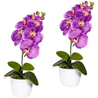 Kunstpflanze CREATIV GREEN "Orchidee Phalaenopsis", lila, H:40cm, Polyester, Kunststoff, Kunstpflanzen, im Keramiktopf