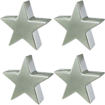 Dekostern CREATIV DECO "Weihnachtsstern, Weihnachtsdeko", grün (hellgrün), B:10,00cm H:10,00cm T:3,50cm, Keramik, Dekosterne, mit schimmernder Oberfläche Image
