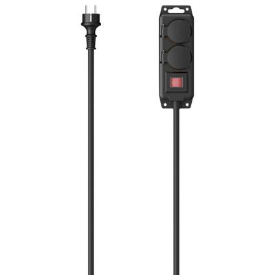 Steckdosenleiste HAMA, schwarz, B:10cm H:30cm T:4,5cm, Kunststoff, Steckdosenleisten, IP44 Image