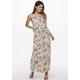 Maxikleid ONLY "ONLWINNER S/L MAXI DRESS NOOS PTM", Damen, Gr. 36 (S), N-Gr, bunt (cloud dancer aop:blurry flower), Jersey, Obermaterial: 97% Polyester, 3% Elasthan, gemustert, modisch, regular fit knöchellang, Rundhals, ohne Ärmel, Kleider, mit...