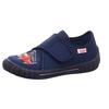 Hausschuh SUPERFIT "Bill WMS: Mittel", Kinder, Gr. 26, blau (dunkelblau, feuerwehr), Textil, bestickt, casual, Schuhe, Kindergarten Schuh im Jeans-Look, Größenschablone zum Download