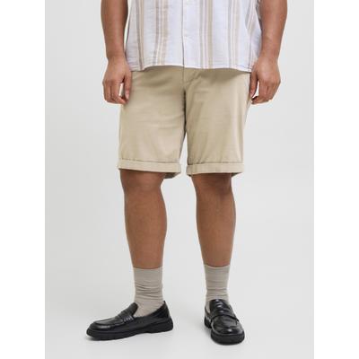 Chinoshorts "JPSTDAVE JJCHINO SHORTS SN AKM PLS", Herren, Gr. 42, N-Gr, beige (crockery), Web, Obermaterial: 98% Baumwolle, 2% Elasthan, JACK & JONES PLUSSIZE, unifarben, modisch, regular fit knielang, Hosen Image