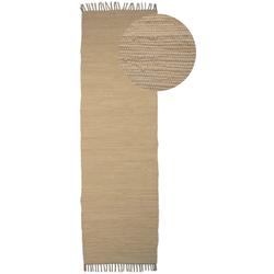Teppich CARPETFINE "Kelim Chindi uni, auch als Läufer", beige, B:70cm H:5mm L:200cm, Baumwolle, Teppiche, Wendeteppich, reine Baumwolle, handgewebt, Uni-Farben, mit Fransen