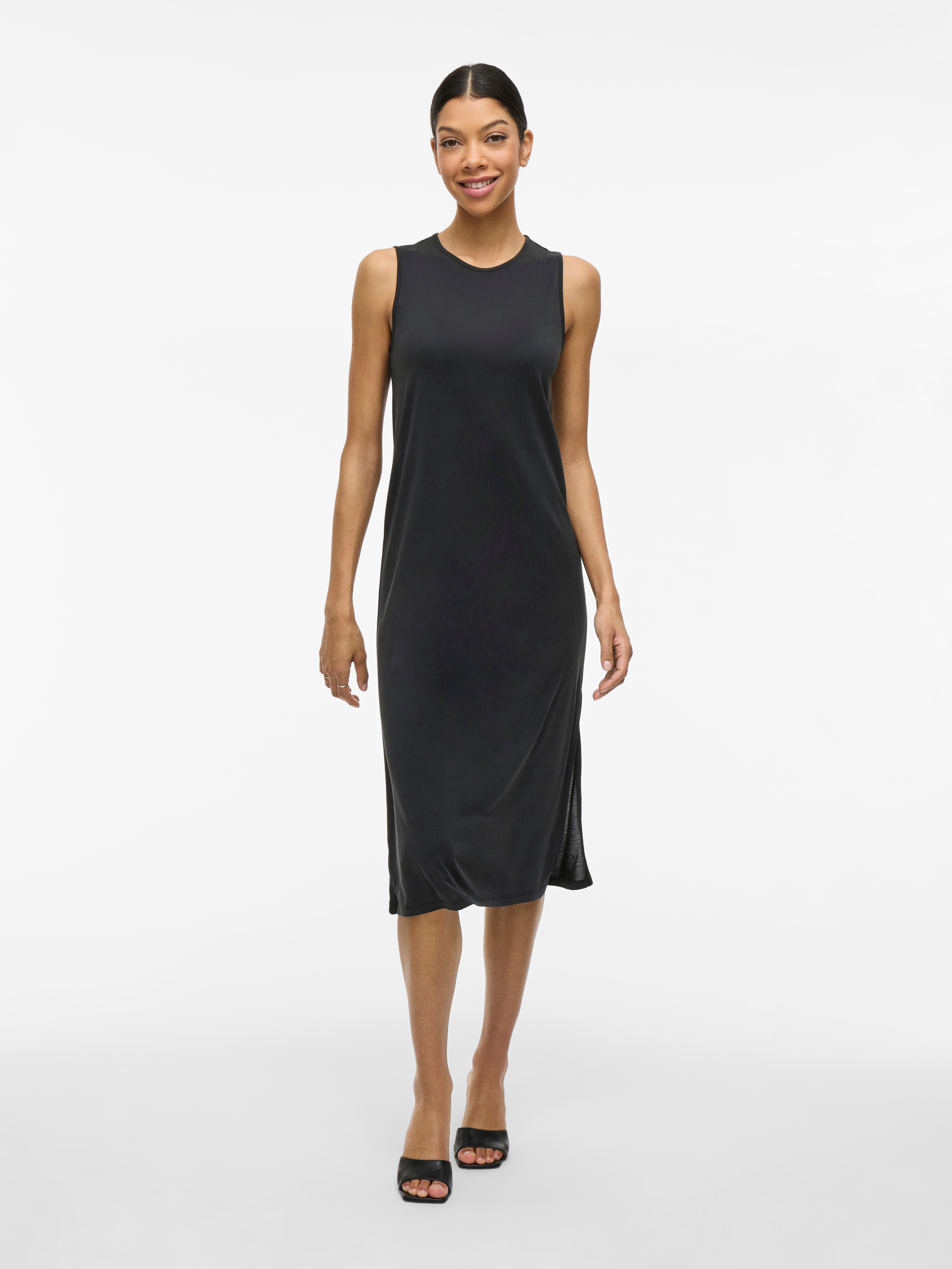 Sommerkleid VILA "VIMODALA O-NECK S/L DRESS - NOOS", Damen, Gr. XS, N-Gr, schwarz, Jersey, Obermaterial: 70% Modal, 30% Polyester, unifarben, Rundhals, Kleider Image
