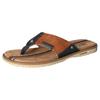 Zehentrenner MUSTANG SHOES, Herren, Gr. 41, blau (cognacfarben, navy), Lederimitat, kontrastfarbene Details, casual, Schuhe, Sommerschuh, Schlappen, Poolslides, Badeschuh, stylische Farbkombi