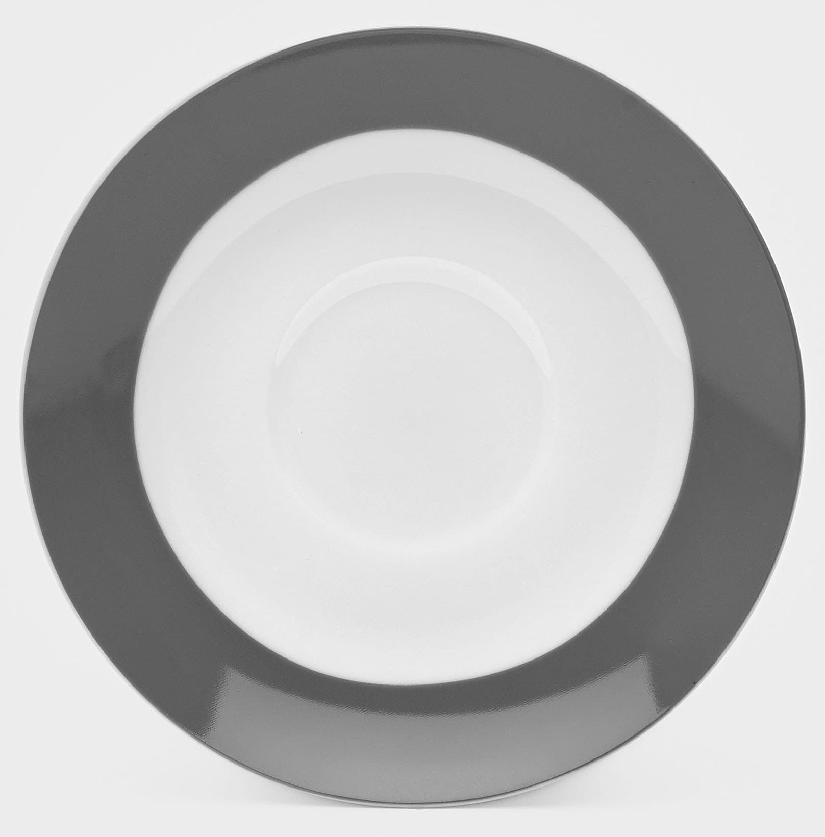 Untertasse VAN WELL "Vario", grau (grau, weiß), B:15,5cm H:6,5cm T:15,5cm Ø:14,5cm, Porzellan, Speiseteller, Porzellan, spülmaschinen- und mikrowellengeeignet, Ø 14,5 cm