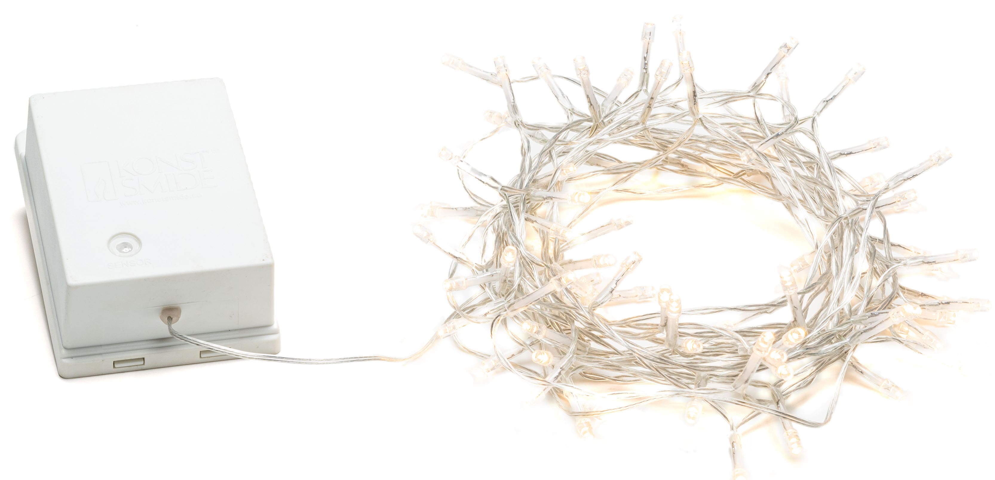 KONSTSMIDE LED-Lichterkette "Weihnachtsdeko aussen", weiß (transparent, weiß), Dioden 80 Stk., Kabellänge 0,5m x Gesamtlänge 8,4m, Lichterketten, für den Außenbereich, 80 warmweiße Dioden, transparentes Kabel Image
