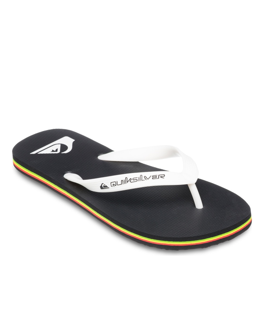 Sandale QUIKSILVER "Molokai Core", Herren, Gr. 11 (44), schwarz (schwarz, rasta), Obermaterial: Synthetikmaterial / Außensohle: Moosgummi, Schuhe Sandale
