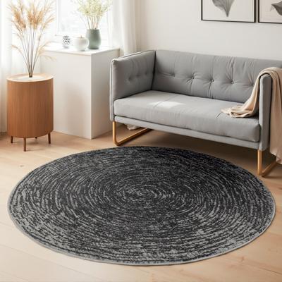 Teppich HANSE HOME "Cavallo", grau, H:9mm Ø:120cm, Polypropylen, Teppiche, Wohnzimmer, Schlafzimmer, Flur, Kurzflor, meliert, Vintage, weich Image