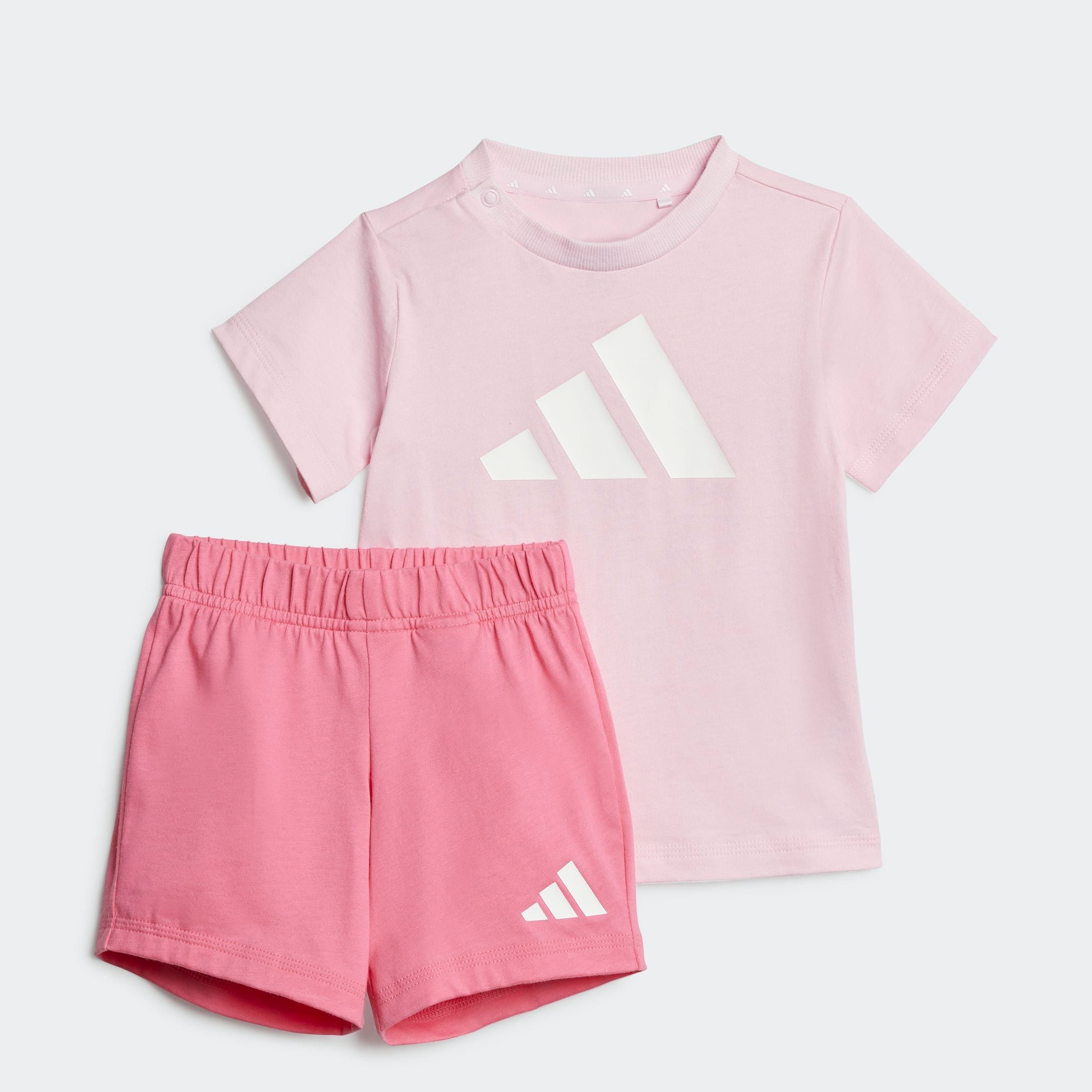 Trainingsanzug ADIDAS SPORTSWEAR "I BL T-SET 160", Kinder, Gr. 80, pink (clear pink, weiß), Obermaterial: 100% Baumwolle, Sportlich, Sportanzüge Image