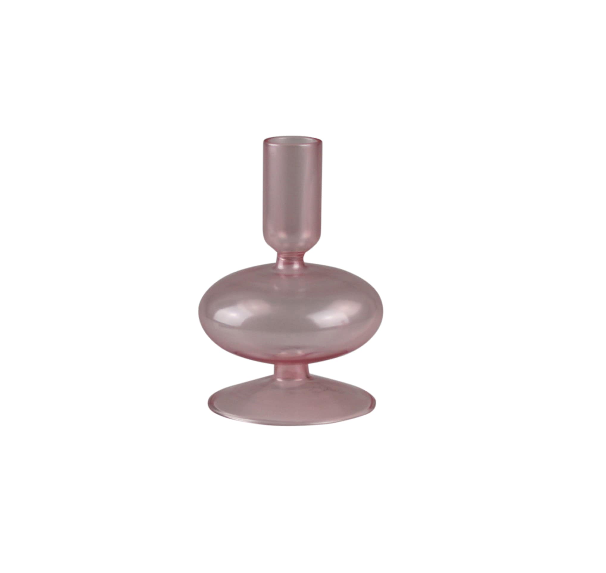 Kerzenständer AM DESIGN "aus roséfarbenem Glas", rosa (rosé), B:8,5cm H:13cm, Glas, Kerzenhalter, stilvolle Ergänzung für romantische Dekorationen Image